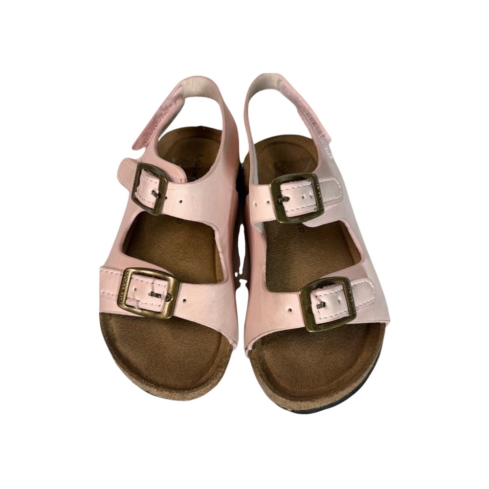 Lucky Brand Sandals Girls 7 Pink Faux Leather Slingback Buckle Footbed Boho Shoe